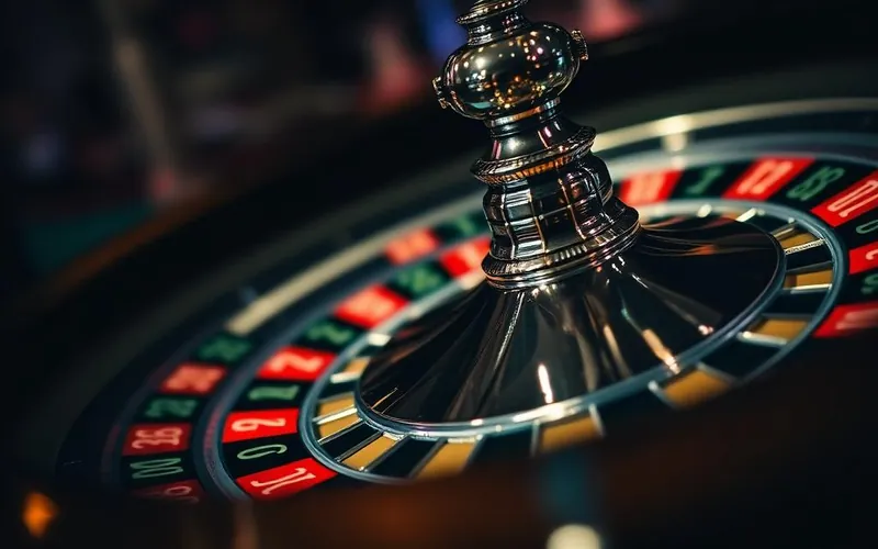 Roulette européenne en gros plan avec bille en mouvement